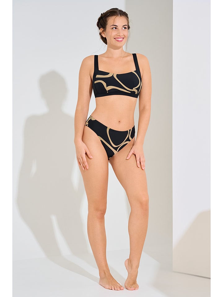 Biustonosz bikini w kolorze czarno-beżowym