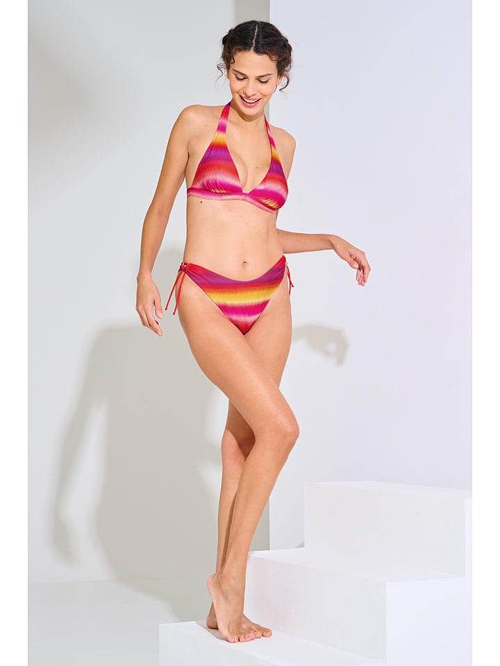 Biustonosz bikini w kolorze czerwono-fioletowo-żółtym