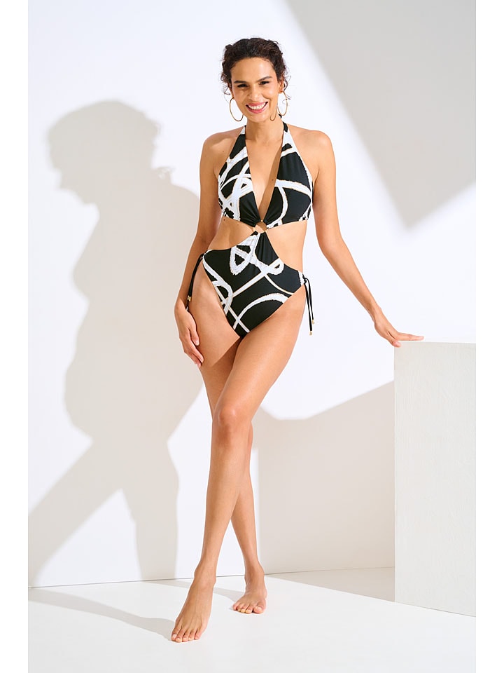Monokini w kolorze czarno-białym