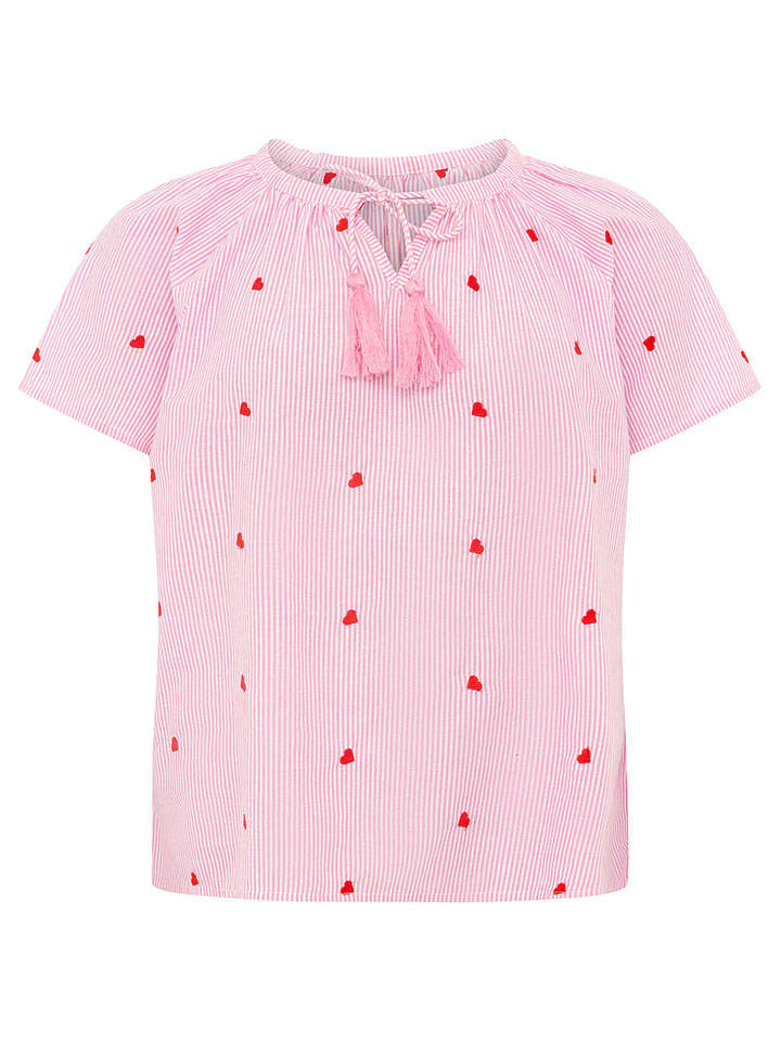 Bluzka "Stripe & Stitch" w kolorze jasnoróżowym