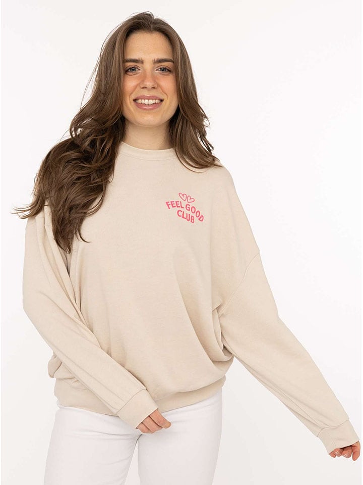 Sweatshirt "Feel Good Club" in Beige