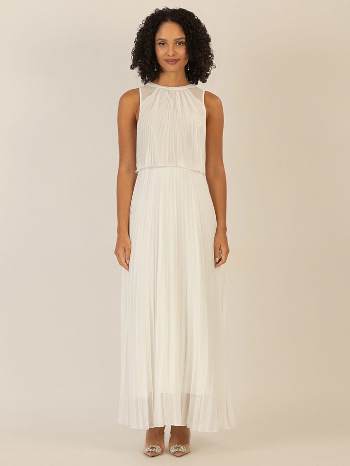 Plisseekleid in Creme