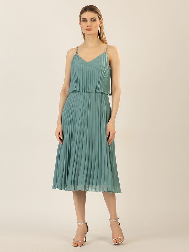 Plisseekleid in Salbei