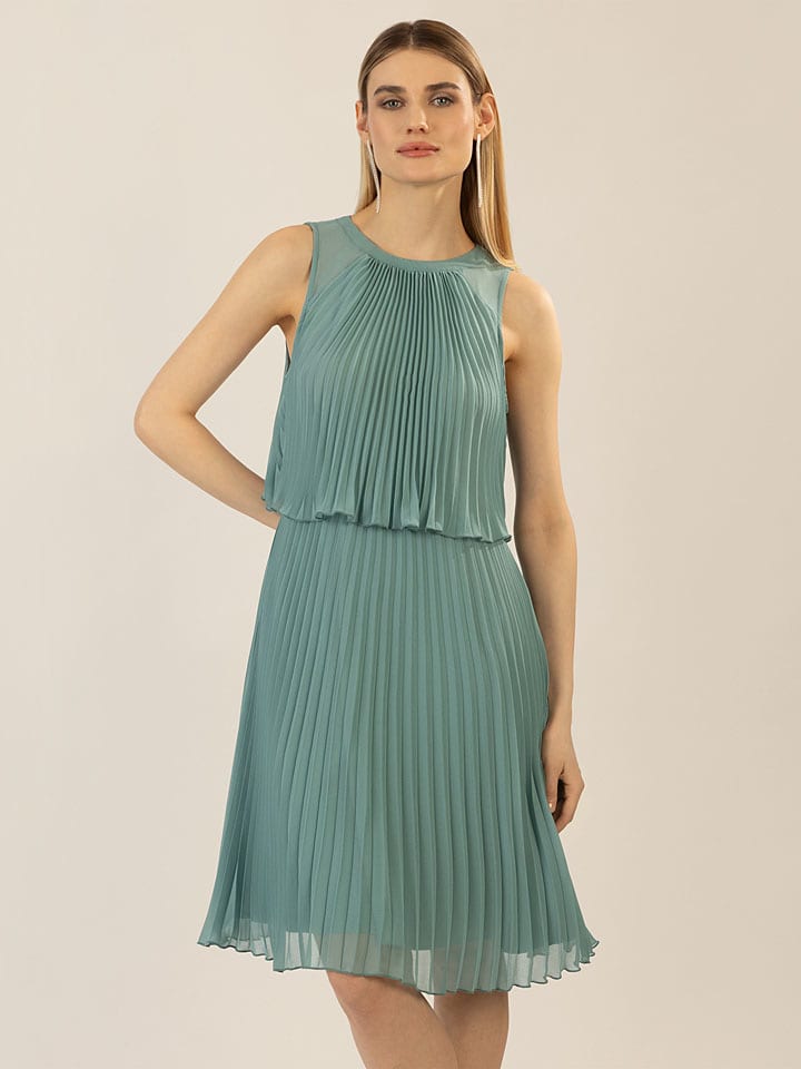 Plisseekleid in Salbei