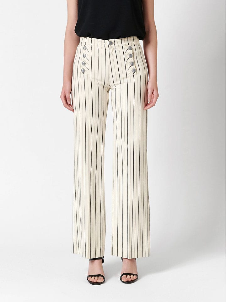 Marlenehose in Creme/ Schwarz