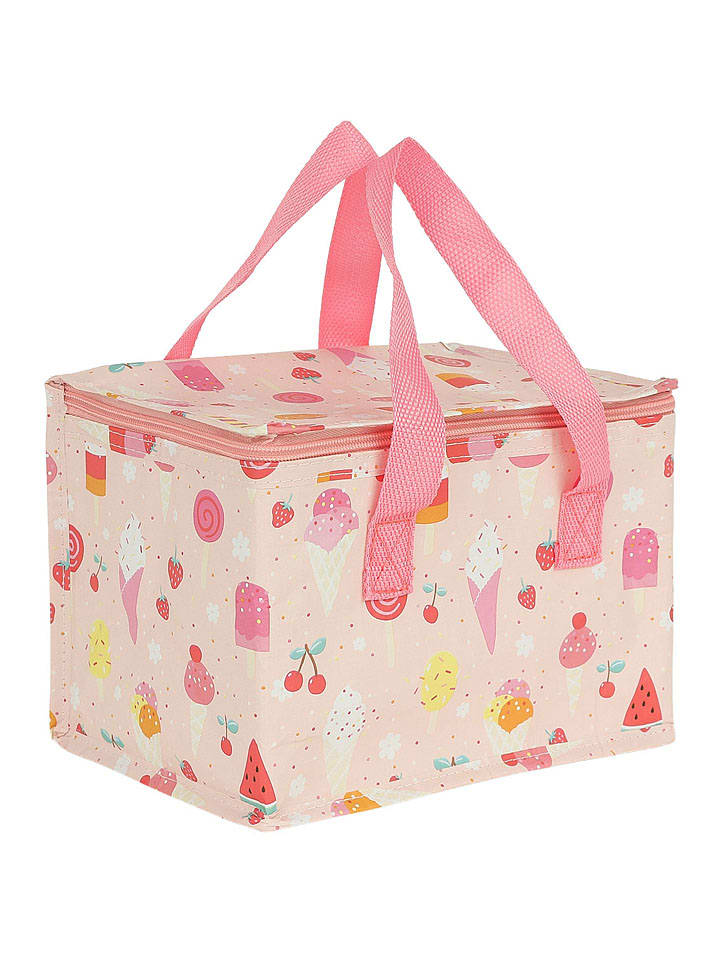 Torba termiczna w kolorze kremowo-jasnoróżowym na lunch - 23 x 23 x 16 cm