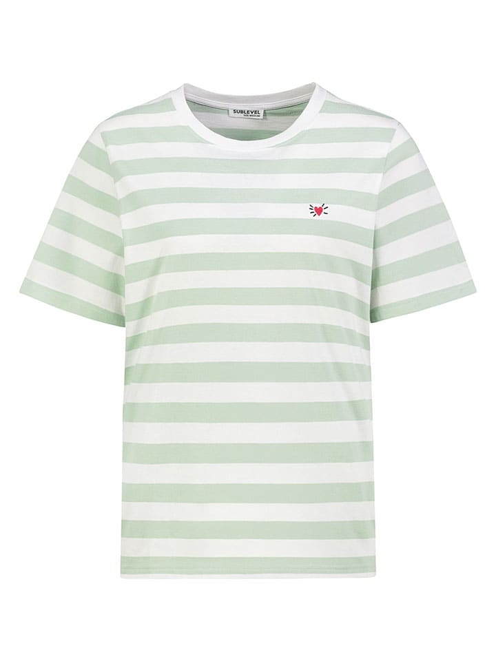 Shirt in Weiß/ Grün