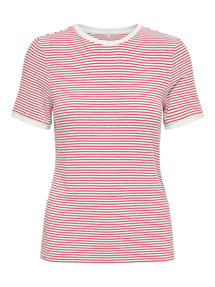 Shirt in Weiß/ Rot