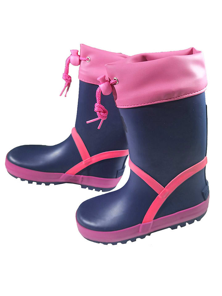 Gummistiefel in Dunkelblau/ Pink