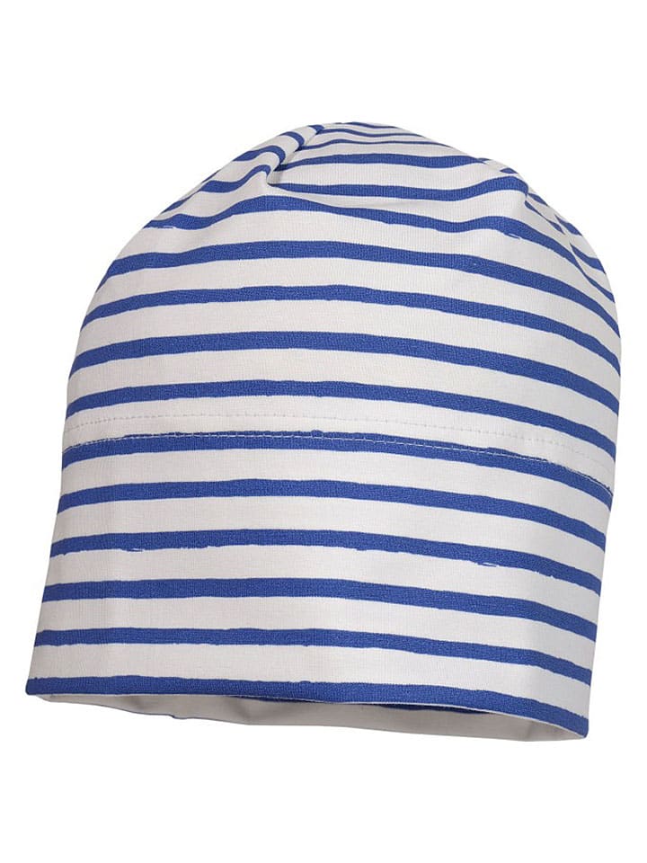 Beanie in Weiß/ Dunkelblau