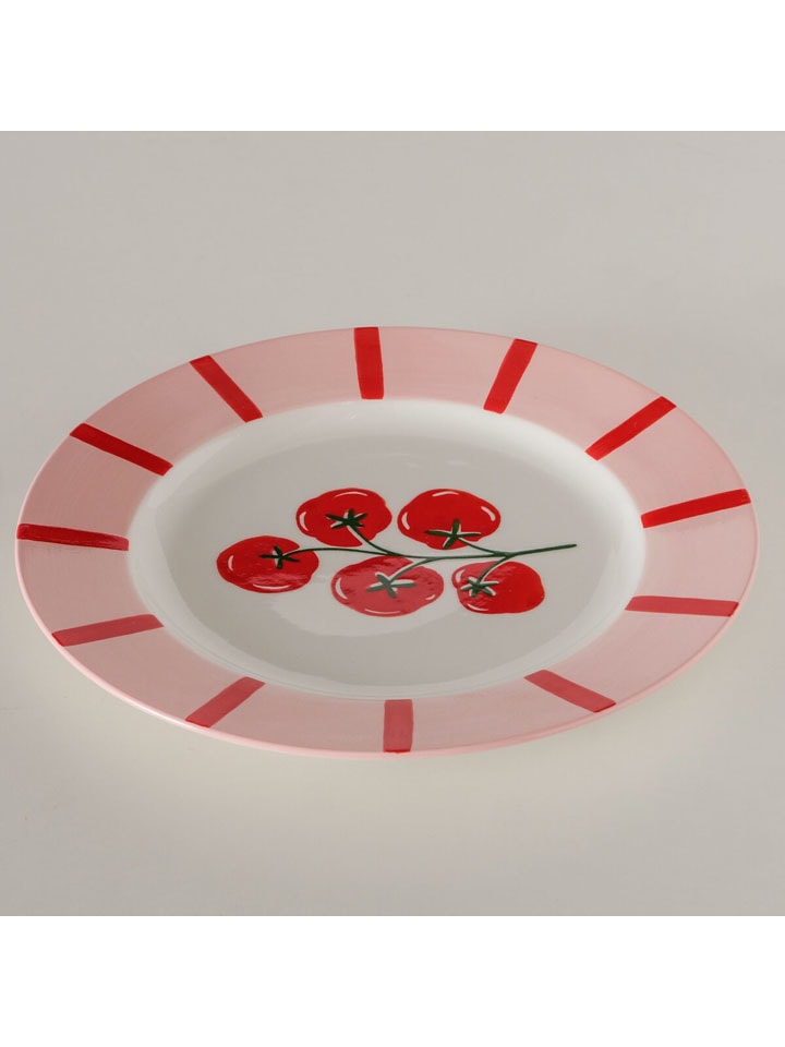 Talerz obiadowy "Tomato" w kolorze biało-jasnoróżowo-czerwonym - Ø 27,4 cm