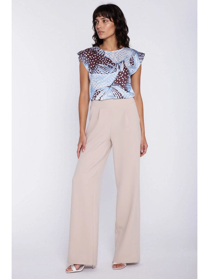 Blouse lichtblauw/bruin
