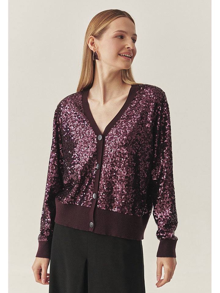 Paillettencardigan "Gloss" in Bordeaux