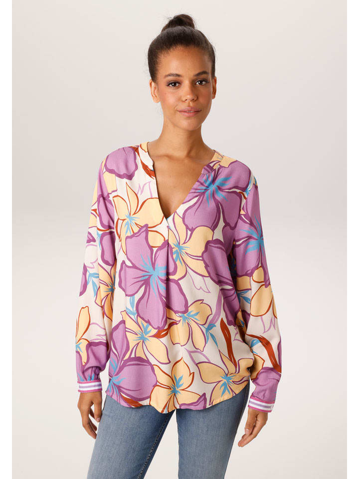 Bluse in Lila/ Gelb