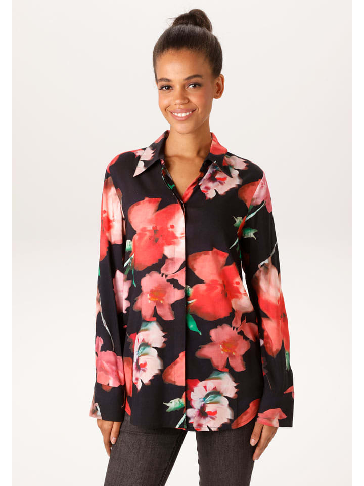 Bluse in Schwarz/ Rot