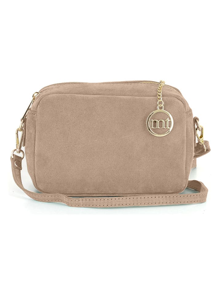 Leder-Umhängetasche "Vittadini" in Taupe - (B)23 x (H)16 x (T)11 cm