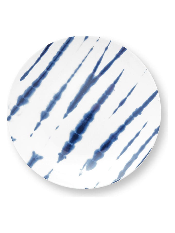 Talerz "Tie-Dye" w kolorze biało-niebieskim na pieczywo - Ø 15 cm