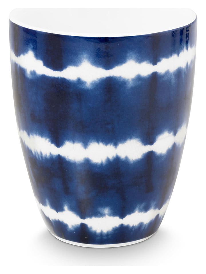 Kubek "Tie-Dye" w kolorze biało-niebieskim - 425 ml