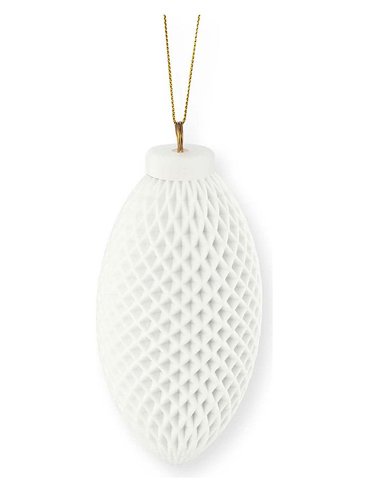 Kerstboomversiering wit - (H)14 x Ø 6,5 cm