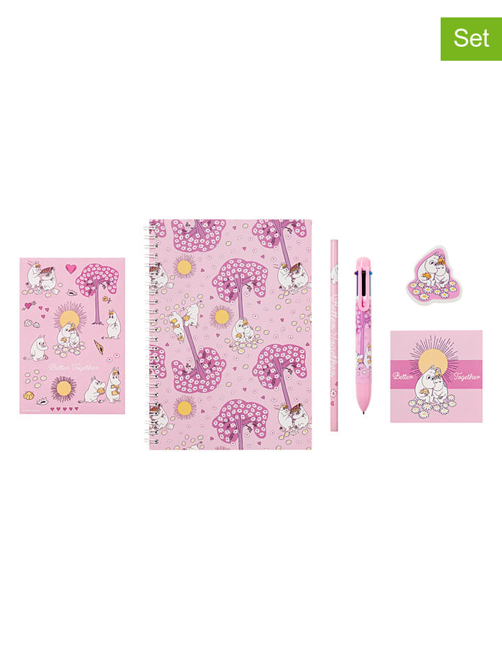 6tlg. Schreibwaren-Set ''Sweethearts'' in Rosa/ Pink