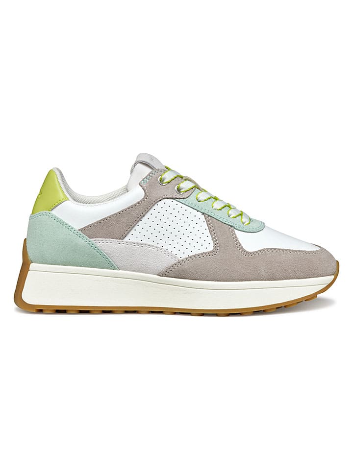 Skórzane sneakersy "Amabel" w kolorze zielono-białym