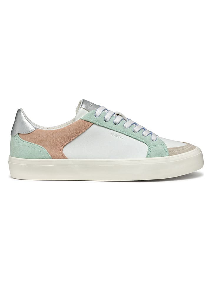 Leren sneakers "Emmeleny" wit/groen/zilverkleurig