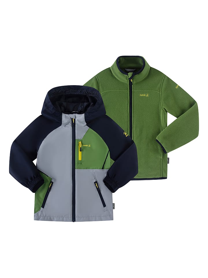 3in1-Regenjacke "Silas" in Grau/ Schwarz/ Grün
