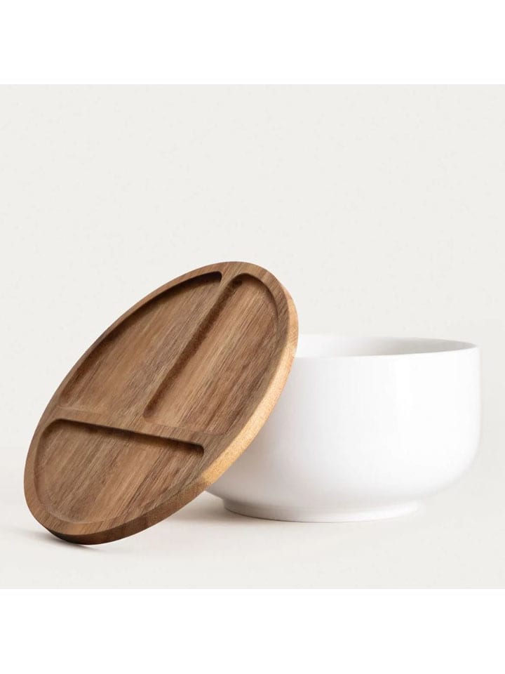 Servierschale "Mooka" in Weiß/ Braun - Ø 24 cm 