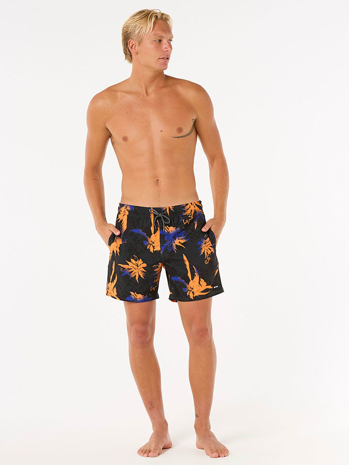 Badeshorts "Fun Times Volley" in Schwarz/ Orange