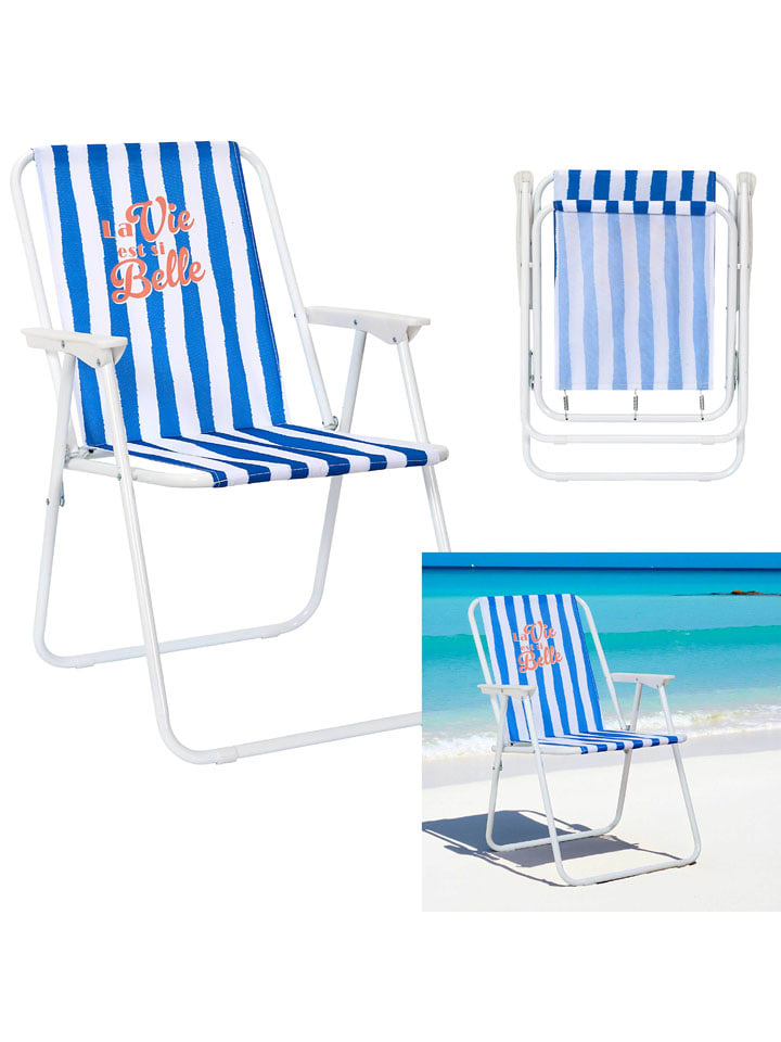 Klapstoel "Dolce Vita" blauw/wit - (B)44 x (H)75 x (D)52 cm