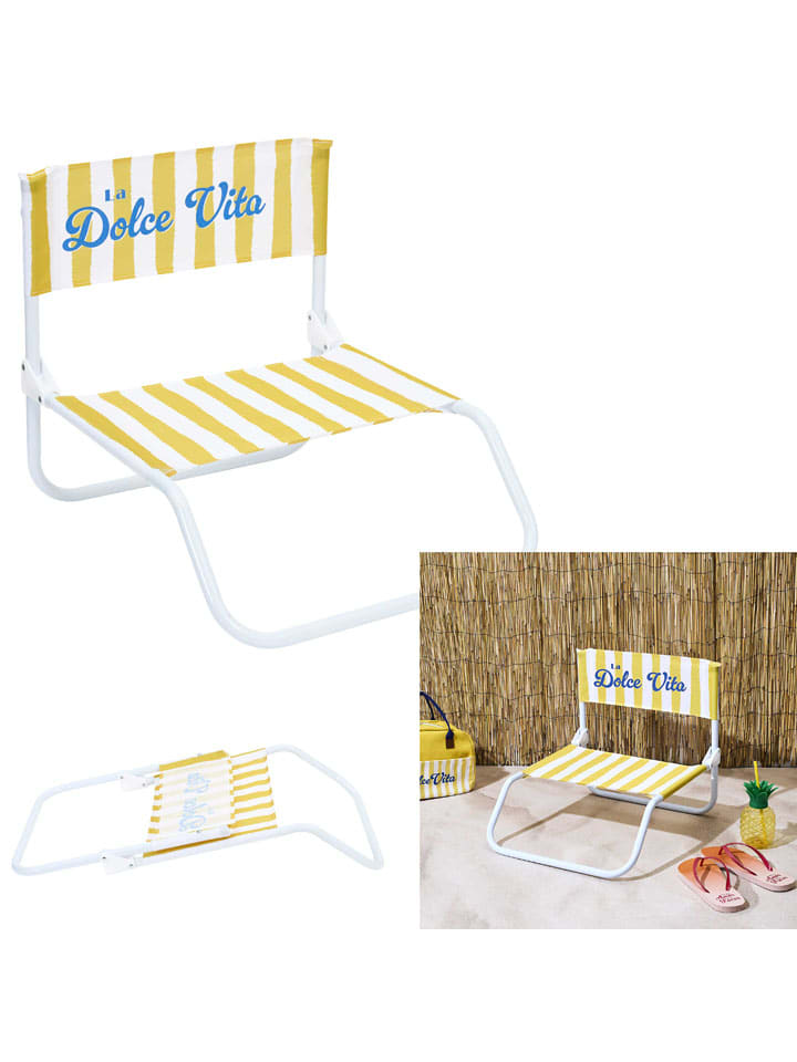 Klapstoel "Dolce Vita" geel/wit - (B)44 x (H)75 x (D)52 cm