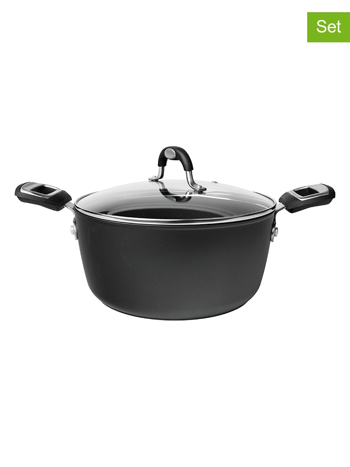 2tlg. Set: Kochtopf ''Ballarini'' in Schwarz - Ø 16 cm