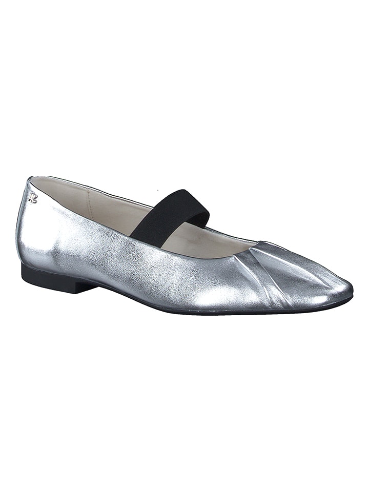 Leder-Spangenballerinas in Silber