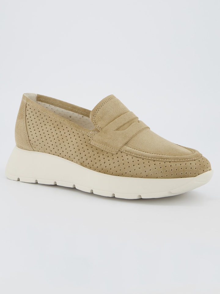 Leder-Mokassins in Beige