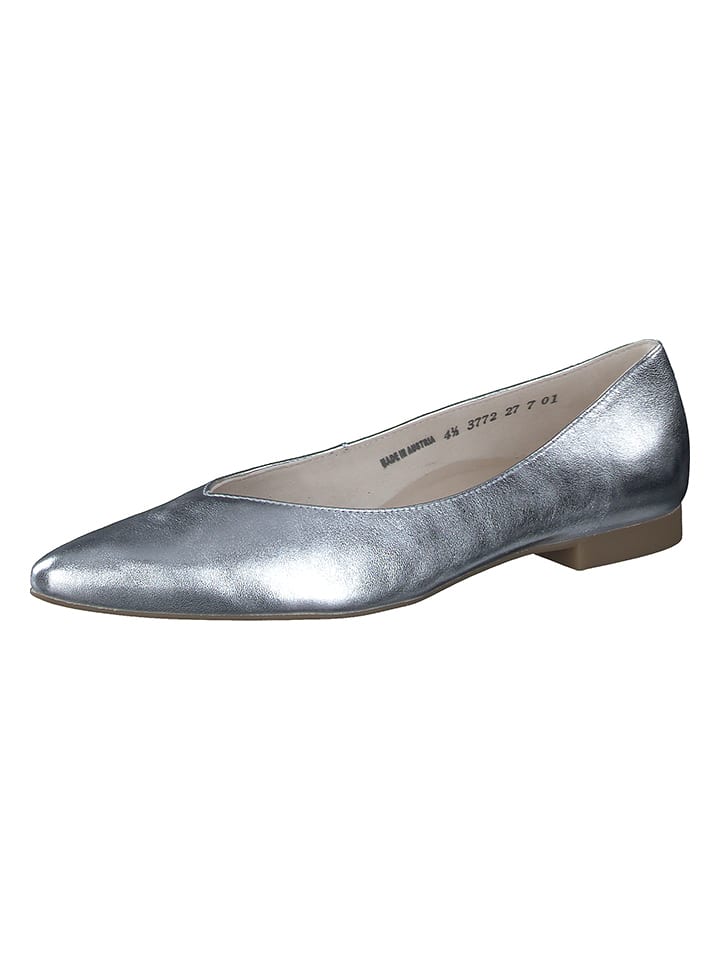 Leder-Ballerinas in Silber