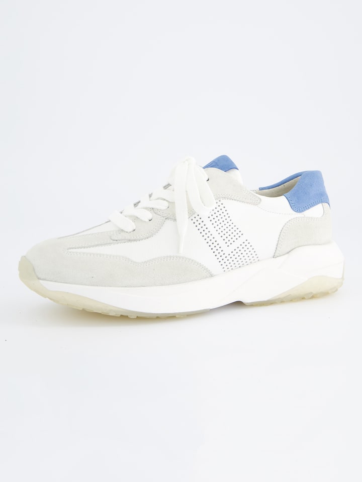 Leren sneakers wit/lichtblauw