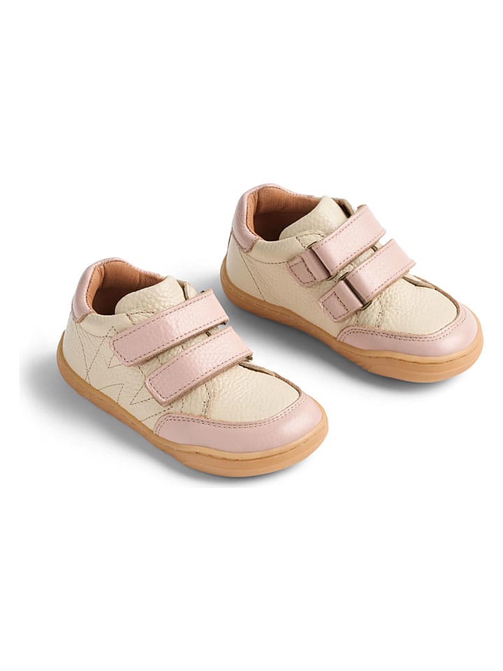 Leder-Sneakers "Barres" in Beige/ Rosa