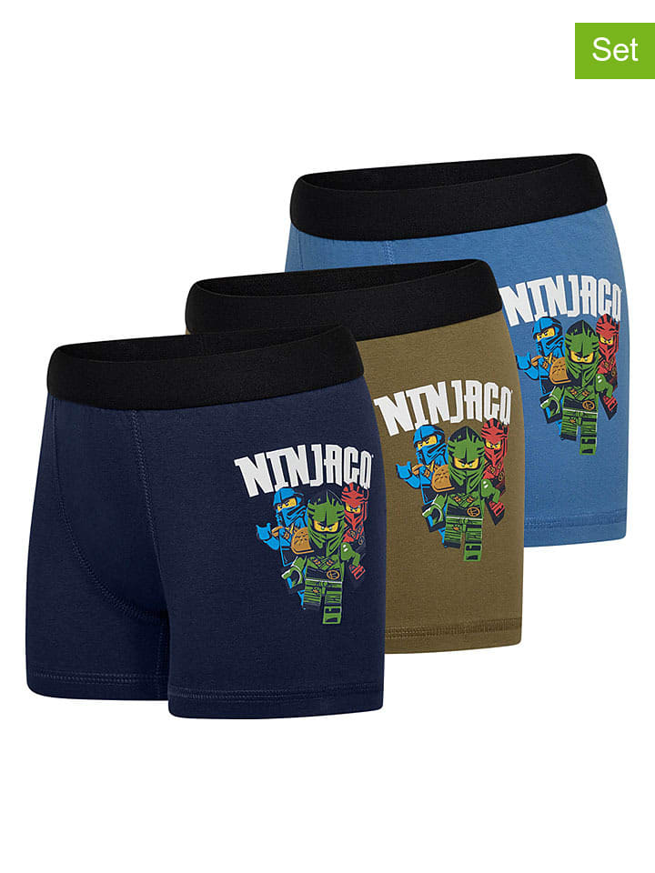 3er-Set: Boxershorts in Dunkelblau/ Khaki/ Blau