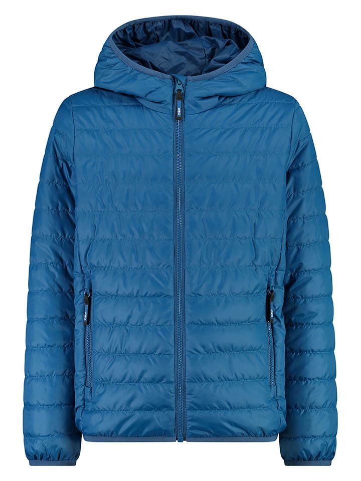 Doorgestikte jas blauw