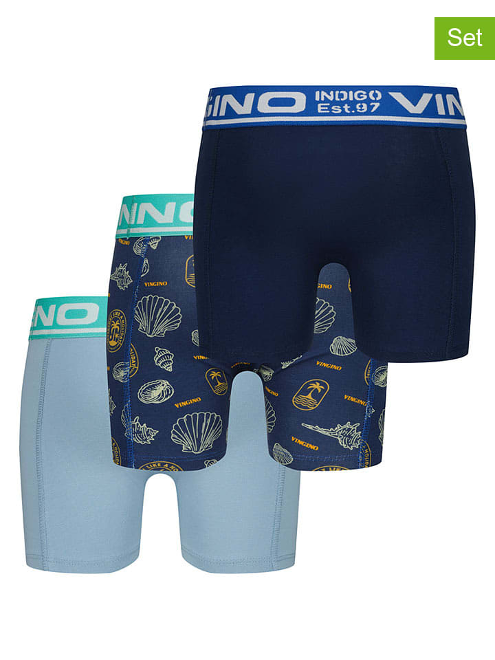 3er-Set: Boxershorts in Dunkelblau/ Hellblau