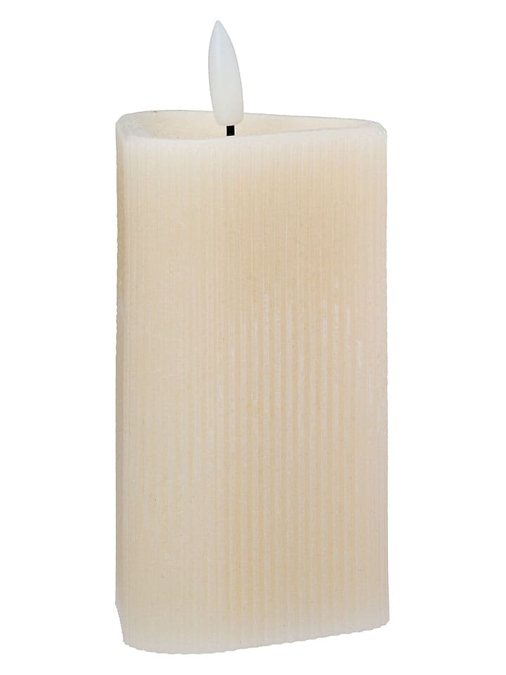 LED-Kerze "Riffle" in Creme - (B)7 x (H)12,5 x (T)7 cm