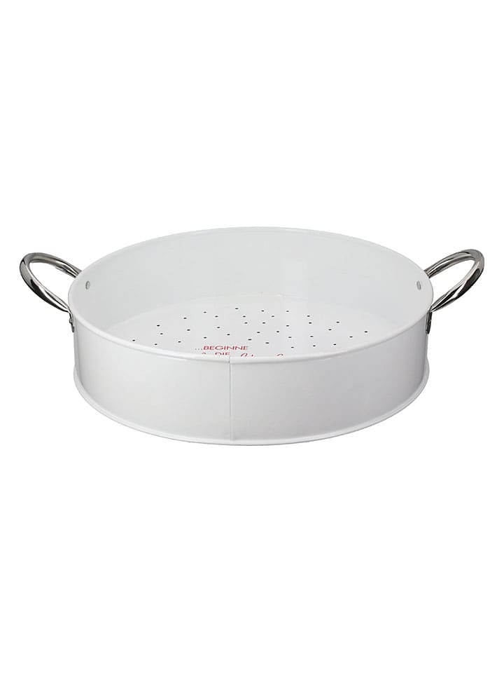 Tablett "Leichtigkeit" in Weiß - (H)10 x Ø 30 cm