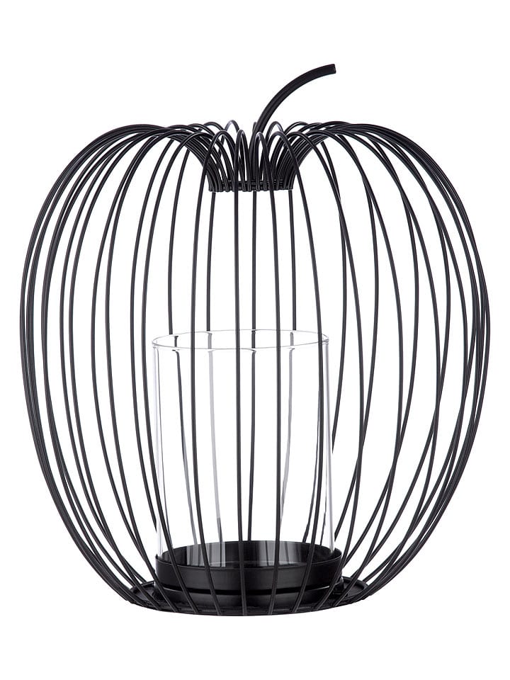 Windlicht "Filo" in Schwarz - (H)26,5 x Ø 24 cm