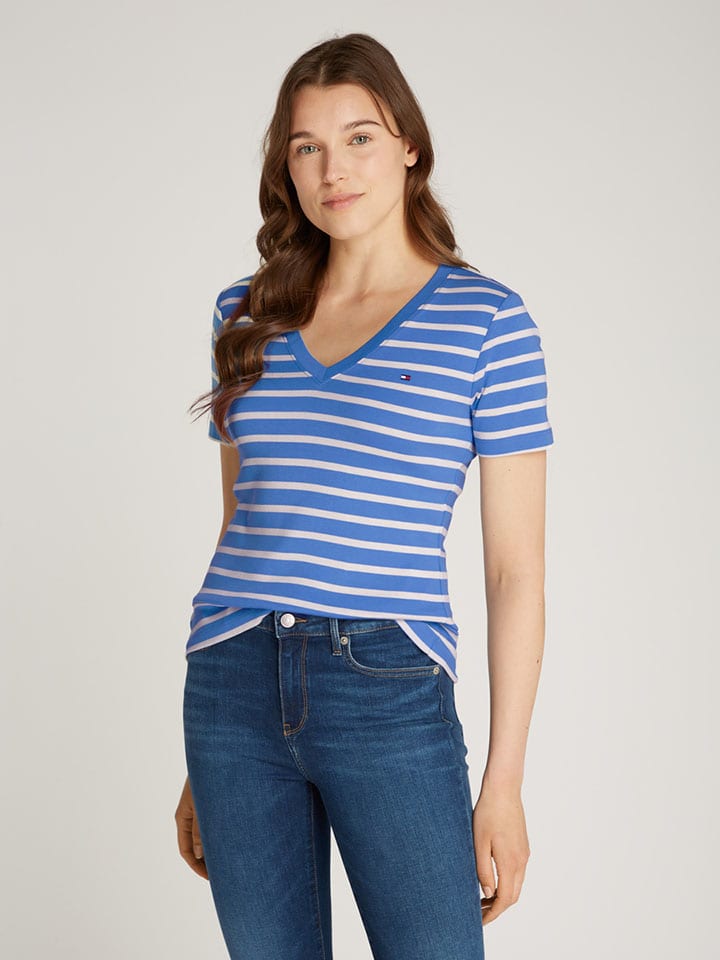Shirt in Blau/ Weiß