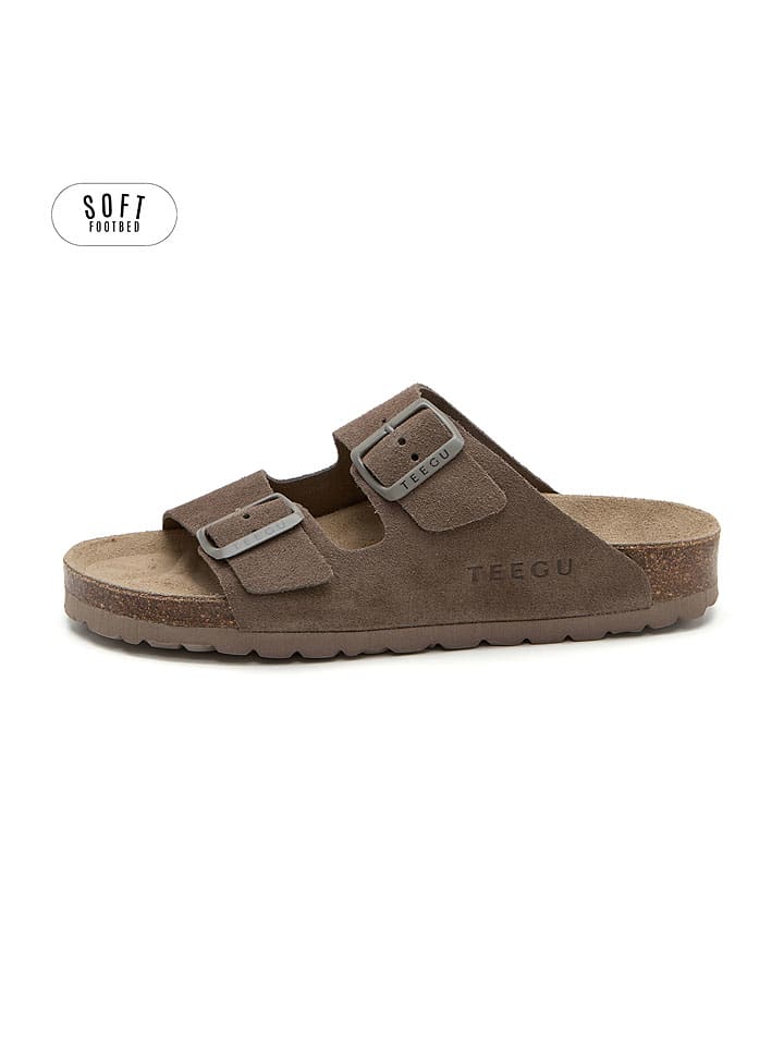 Leren slippers bruin