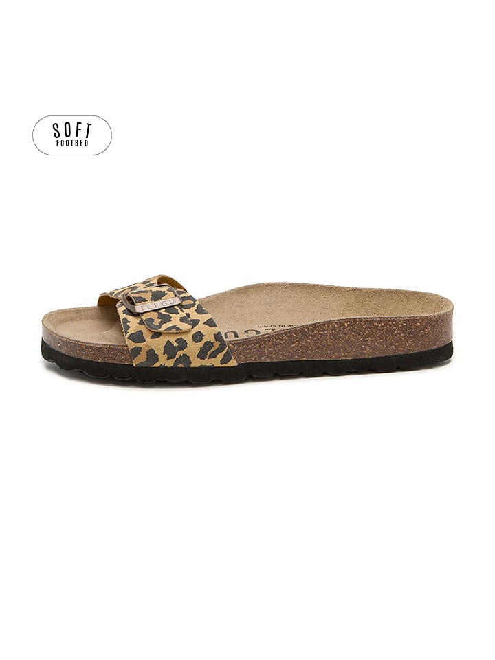 Pantoletten in Beige/ Braun