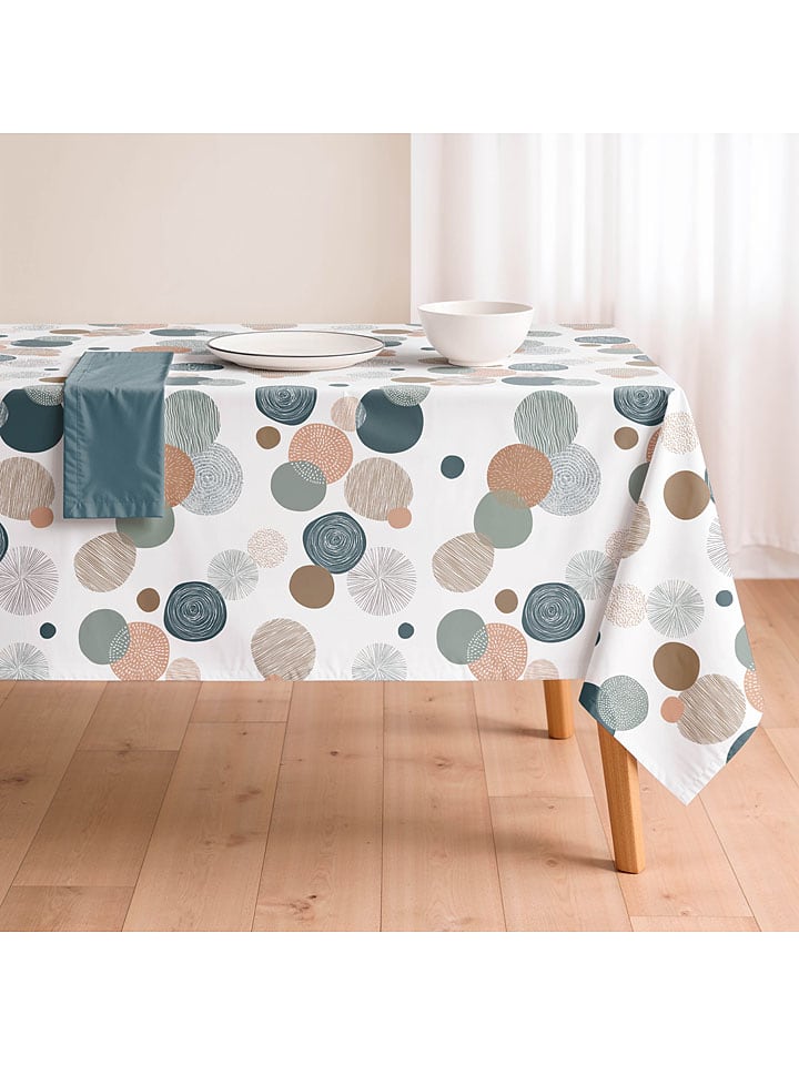 Tischdecke "Nordic Oslo" in Weiß/ Türkis/ Beige