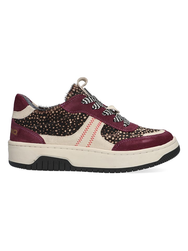 Leren sneakers rood/beige