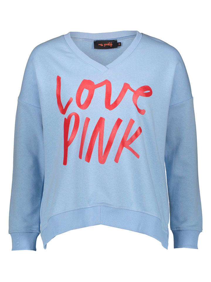 Sweatshirt "Love Pink" in Hellblau