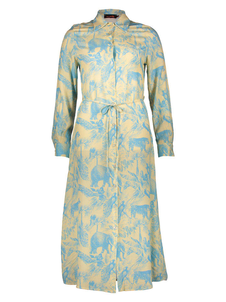 Kleid "Animal" in Hellgelb/ Hellblau
